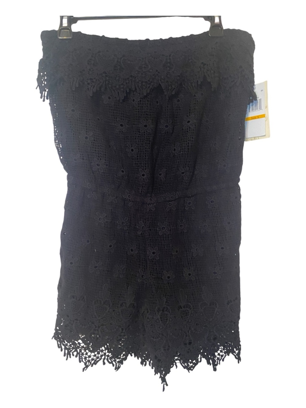 Rewind Black Strapless Lace Romper size small new with tags